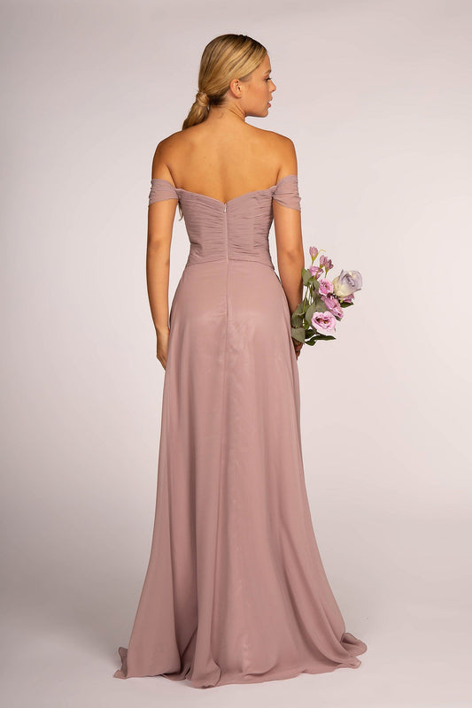 Off-the-Shoulder Chiffon Long Dress